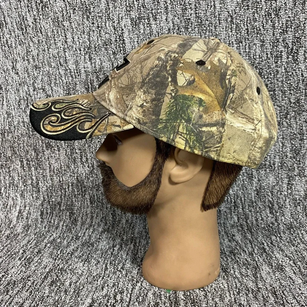 Vintage Chevy Camo Hat Realtree Xtra Embroidered Flames Signatures Stretch L XL